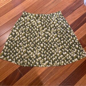 Banana Republic Olive Green White Floral Patterned Women's Skirt Size M